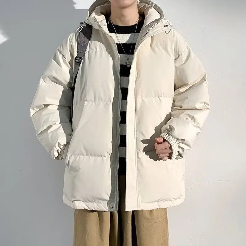 معطف شتوي للرجال من Thiened Fce مبطن بالخبز من القطن Jaet Harajuku Sle بتصميم عصري وبسيط مناسب لفترة طويلة وسحاب...
