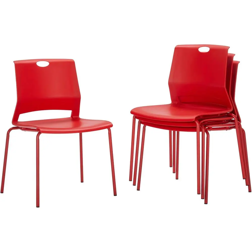 

Stackable Office Chairs, Red with Ergonomic Design, Ideal for Conference Rooms, Set of 4