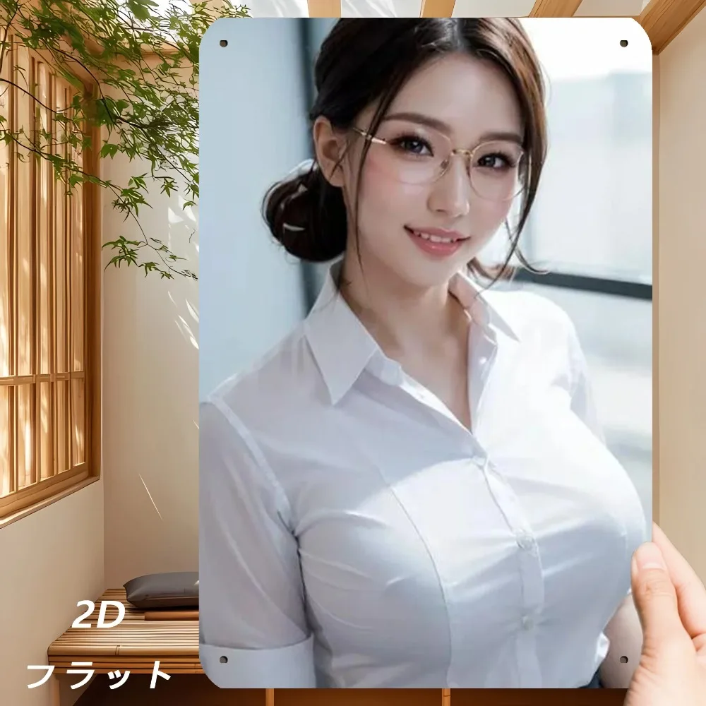 Vintage White Shirt Lady Metall-Wandschild, 20,3 x 30,5 cm, Retro-Kunstdekoration aus Eisen für Küche, Schlafzimmer, Bar