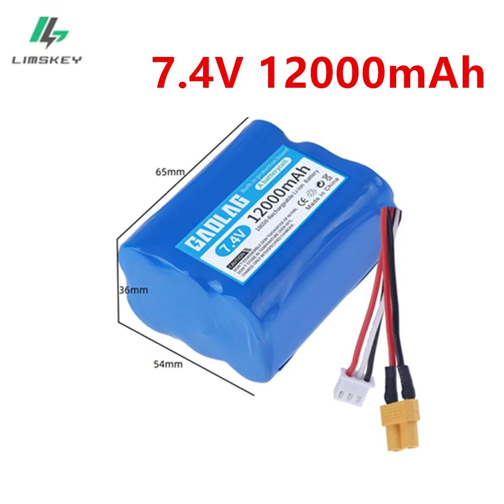 Limskey 7,4 В 12000 мАч литий-ионный аккумулятор XT30/USB зарядное устройство для HUINA 1580 1583 580 550 582 RC электрический строительный экскаватор