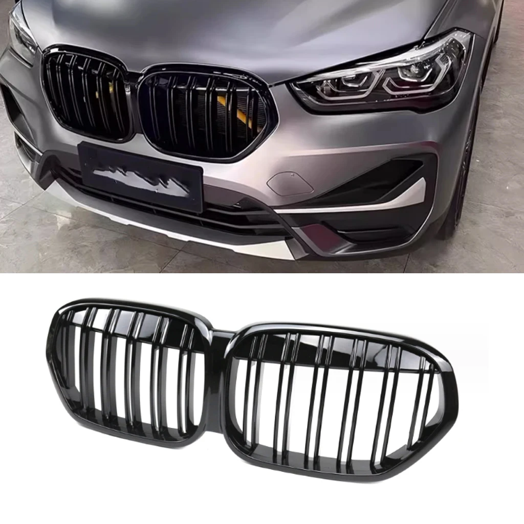 

Передний бампер для BMW X1 LCI F48 SUV 2020 2021 2022, глянцевая черная решетка, автомобильные аксессуары