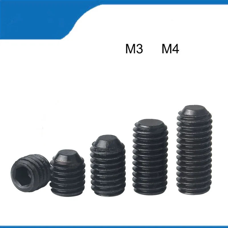 High Quality 12.9 High-Strength  Inner Hexagon Flat End Tightening Screw M3  M4  100PCS Headless Machine Rice Top Tight Bolt