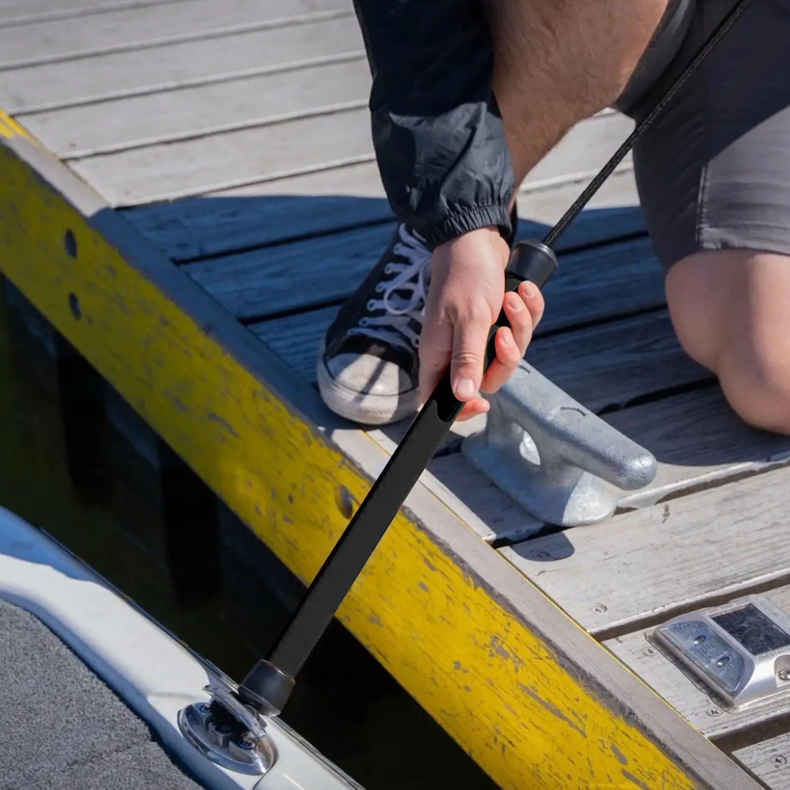 Boat Docking Pole with Anti-Collision Tip Adjustable Mooring Hook for Pontoon Dinghy Small Boats, Dock Assist & Fending Off Tool
