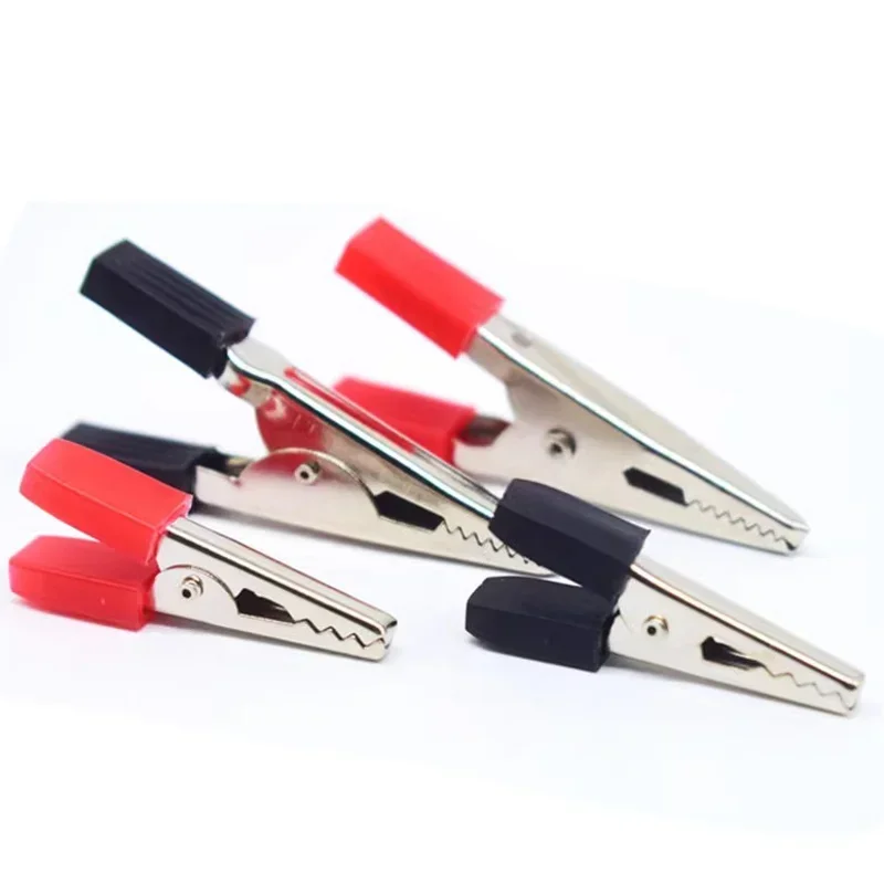 5/20/100PCS Metal Insulated Crocodile Clips Electrical Tool Plastic Handle Cable Lead Testing Alligator Clips Clamps Red + Black