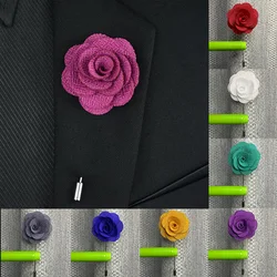 Handmade Brooches Floral Lapel Pin for Men Suit Long Neddle Fabric Flower Pins for Wedding Prom Women's Clothing Accessories