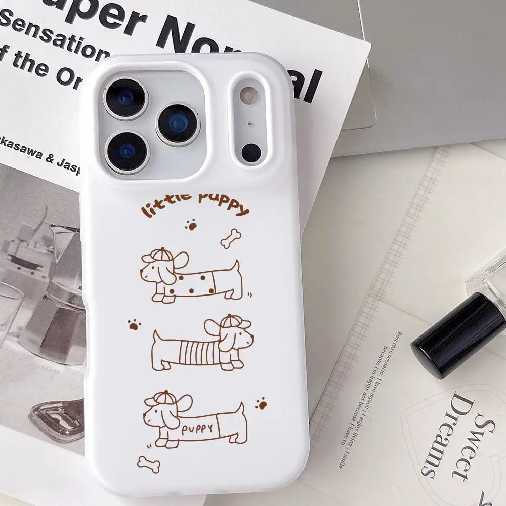 

Cute Dachshund Puppy Phone Case For iPhone 17 16 15 14 13 12 11 Pro Max Plus Mini Case Clear Jelly Shockproof Soft Cover