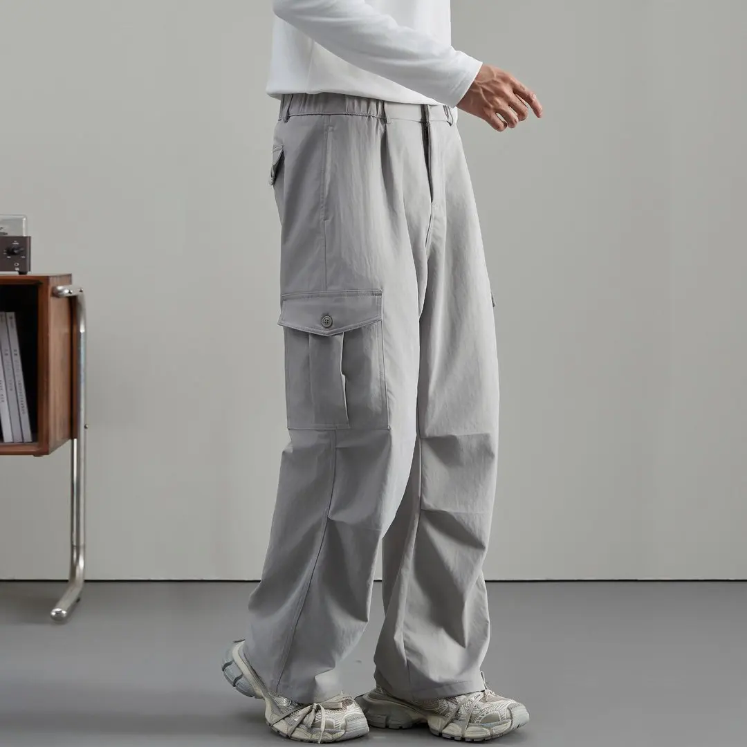

Men Streetwear Fashion Loose Casual Vintage Wide Leg Straight Outdoor Cargo Baggy Pants Unisex Techwear Track Trousers