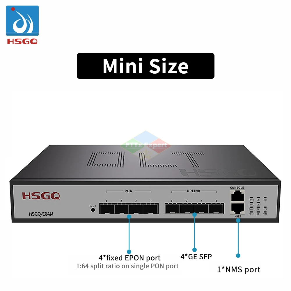 HSGQ-E04M OLT EPON 4 Port Gigabit Mini Gepon Fiber Optic Equipment Ma5608t FTTH