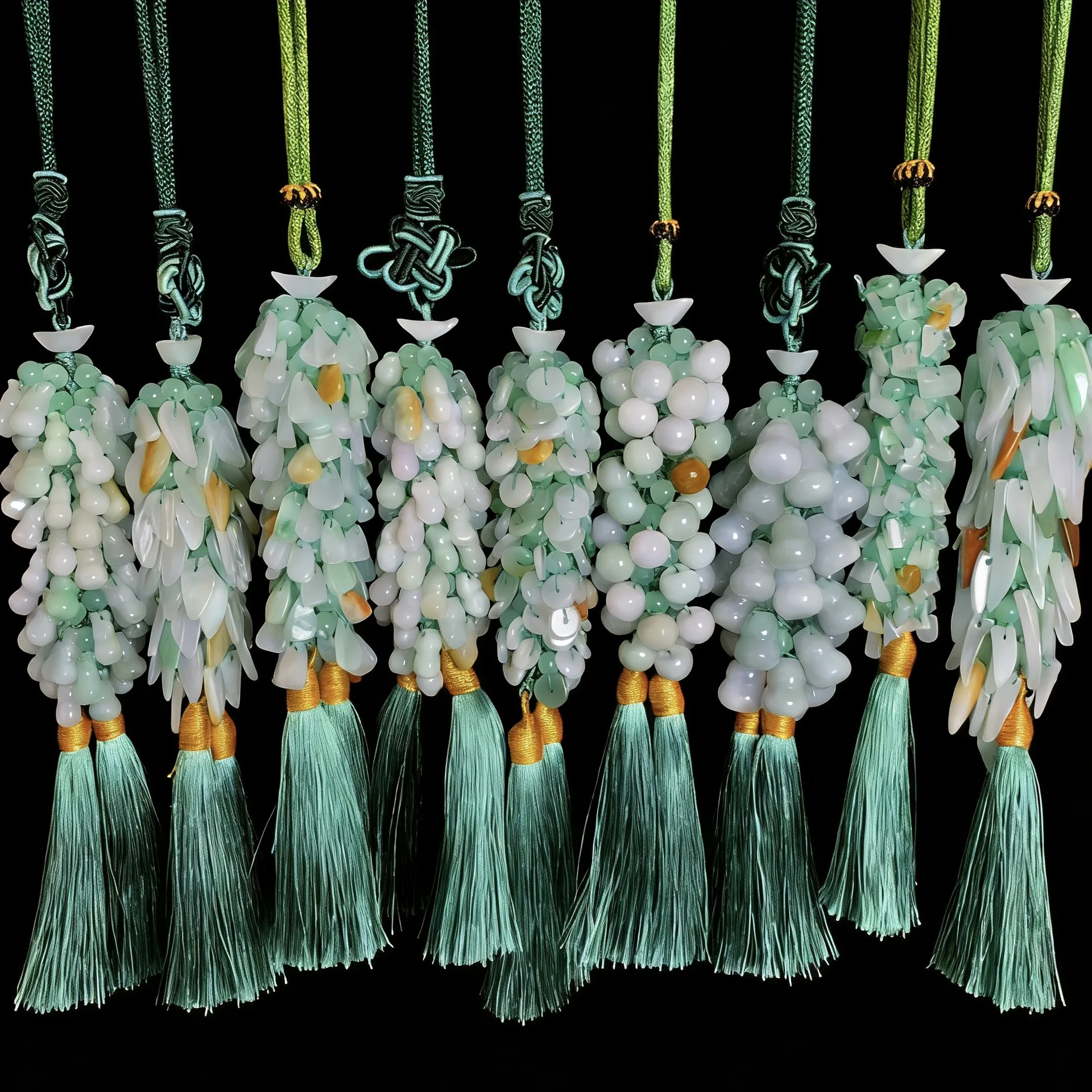 

Natural A-grade Jade Car Hanging Bag with Sui Sui Ping an Gourd Pendant Good Luck Tassel Necklace Car Accessory Drop Shipping