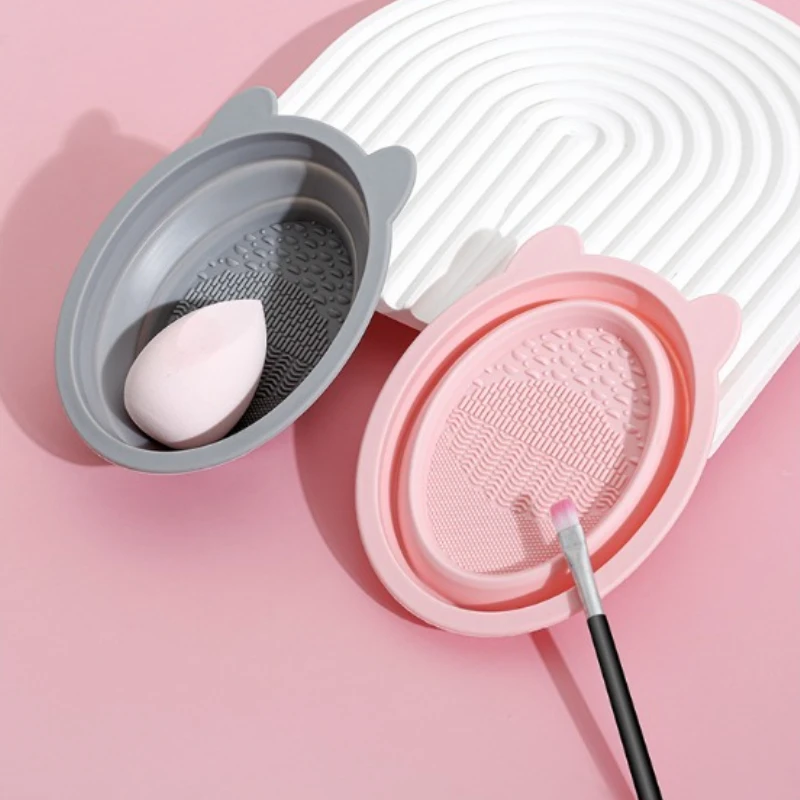 Limpador de pincel de maquiagem multiuso e ferramenta de lavagem de esponja - Conjunto de silicone para fácil limpeza de pincéis de base Liquidificadores de beleza