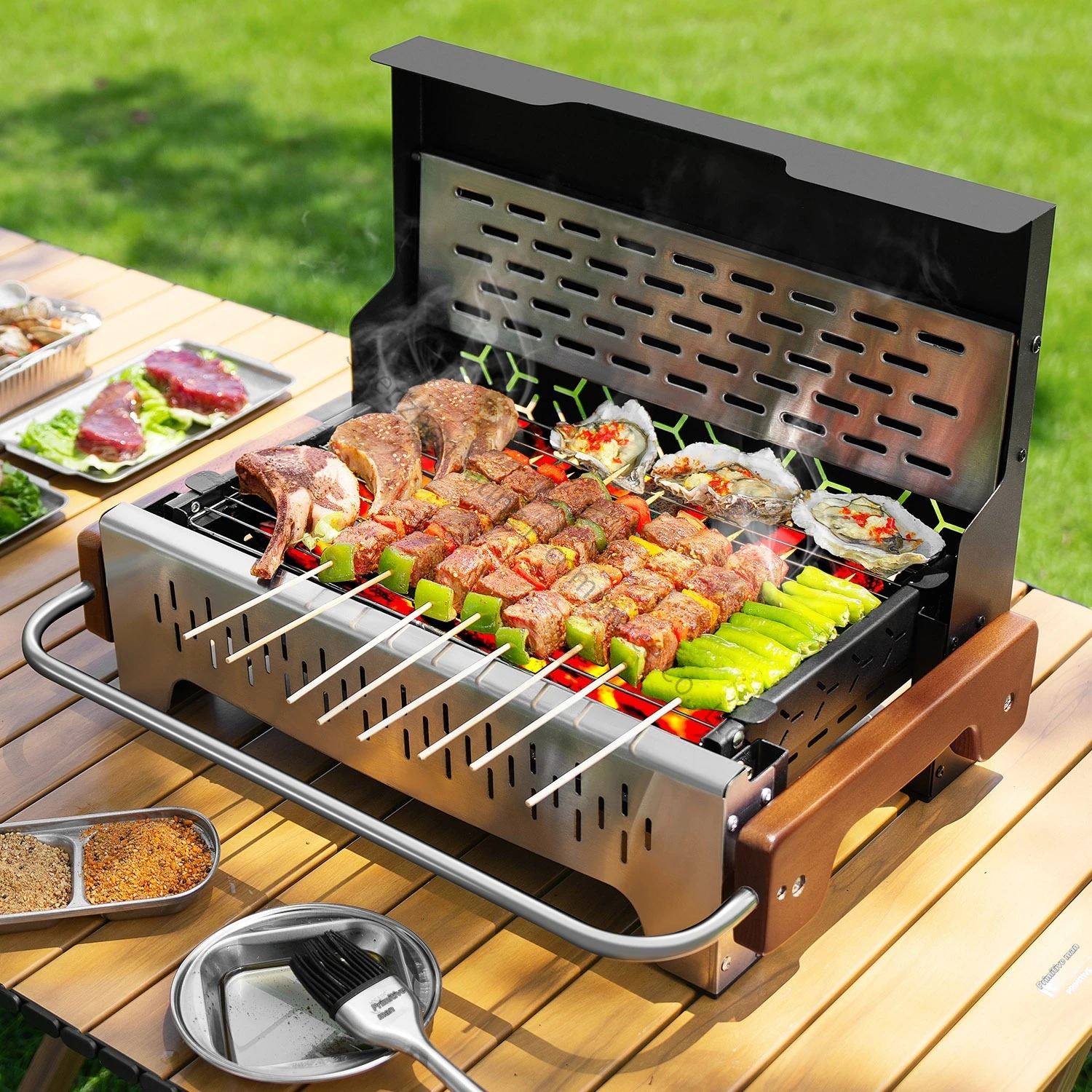 

Multifunctional Barbecue Stove, Household Barbecue Rack, Outdoor Barbecue Rack, Portable New 304 Folding Wood Carbon Oven