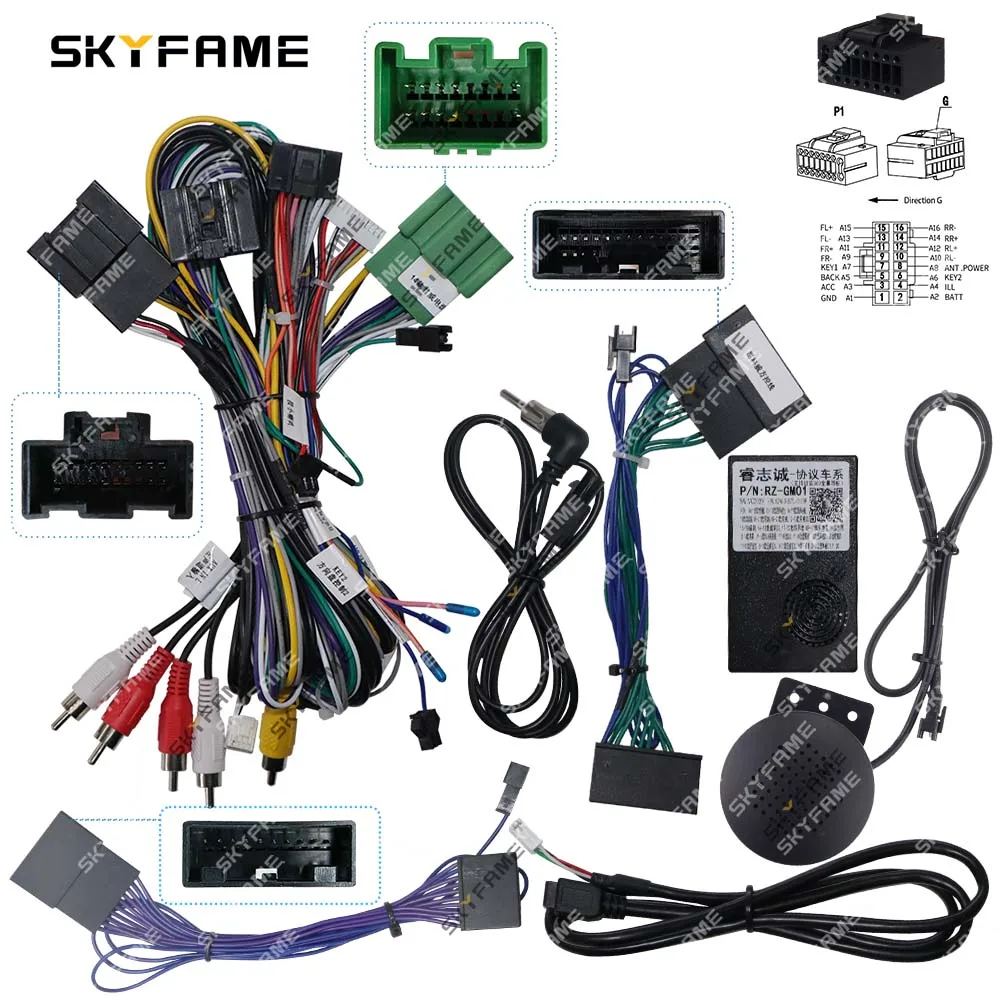 SKYFAME Car Wiring Harness Adapter Canbus Box Decoder Android Radio Power Cable  For Buick Envision Regal RZ-GM01/G-RZ-GM61