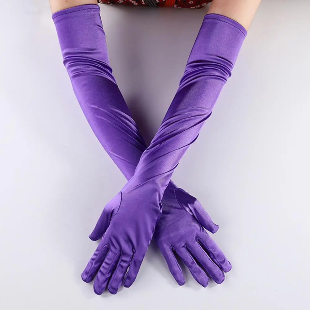 Wedding Gloves Long Sheer Tulle Gloves Stretchy Full Finger Mittens Elbow Wedding Bride Gloves Halloween Full Finger Gloves