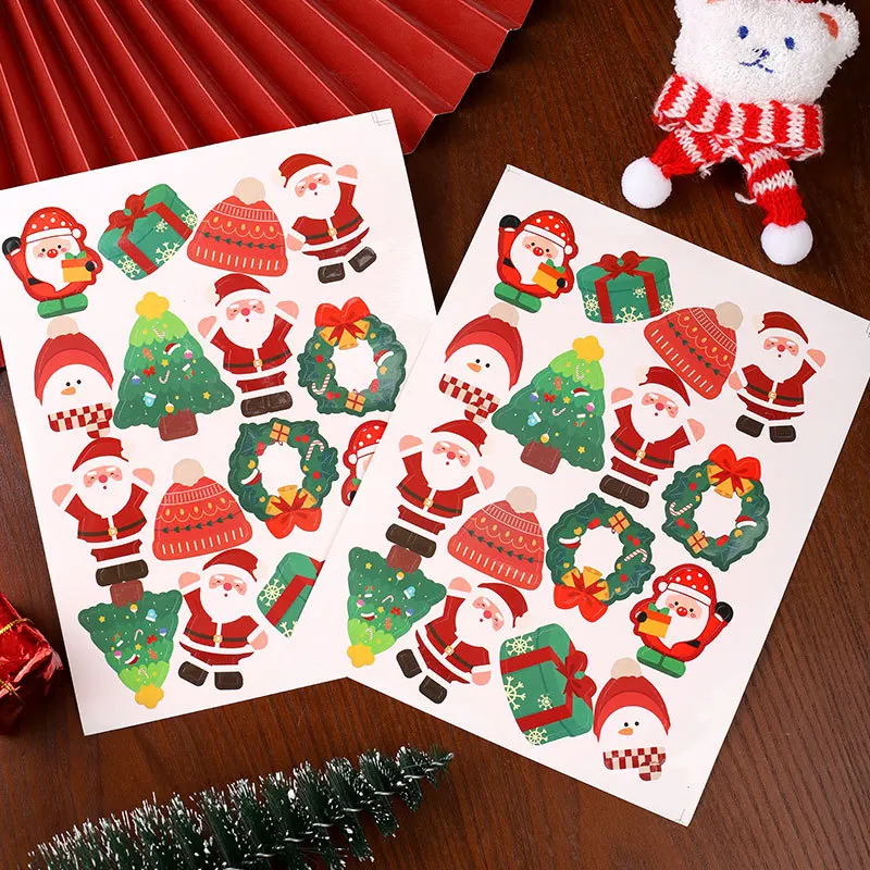 3PCS-SET, Christmas Cartoon Self-Adhesive Sticker Santa Claus Water Cup Notebook Luggage Creative Decoration Handbook