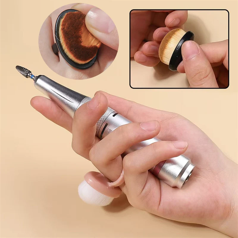 Cepillo para polvo para decoración de uñas, cepillo con hebilla, cepillos de limpieza de polvo para uñas, Gel ovalado, limpieza de polvo, maquillaje, cepillo en forma de anillo, herramientas de manicura