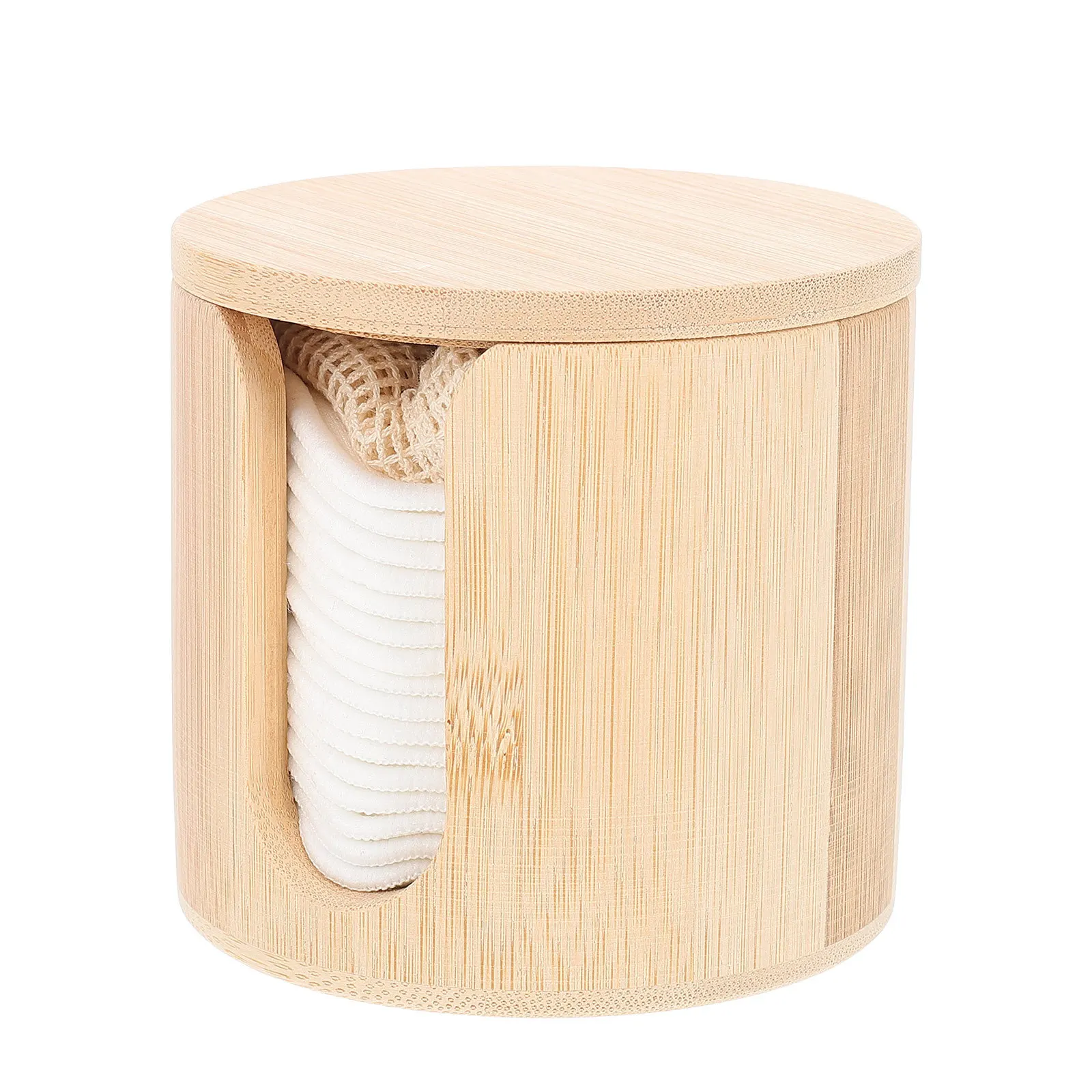 1 ensemble de tampons démaquillants en bambou réutilisables, bouffantes rondes pour le lavage du visage, outil de soins de la peau doux, ronds en coton pour Salon de maison, tampons cosmétiques