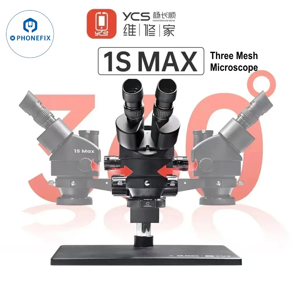 YCS 360° Rotation HD Trinocular Microscope with Extra Large Base 7-45 Zoom10X/20 high eyepoint wide angle eyepiece Microscope