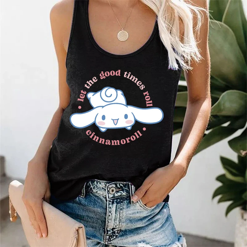 90s High Street Cinnamoroll Vest Women Tank Top T-shirt Sanrio Clothes Tshirt Tops Tee Women Clothing Girls T Shirt