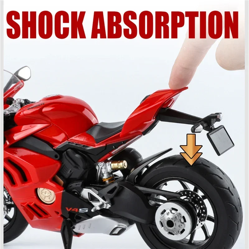 Large Size 1/9 Ducatis Panigale V4S Alloy Racing Motorcycle Simulation Diecast Metal Street Motorcycle Model With Light Kid Gift