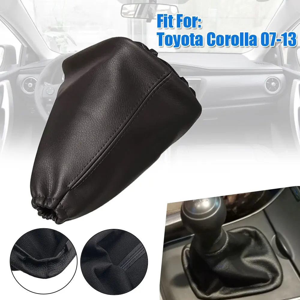 Black PU Leather Gear Stick Shift Gaiter Boot Cover Durable Interior Parts Car Tuning Accessories for Toyota Corolla 2007-2013