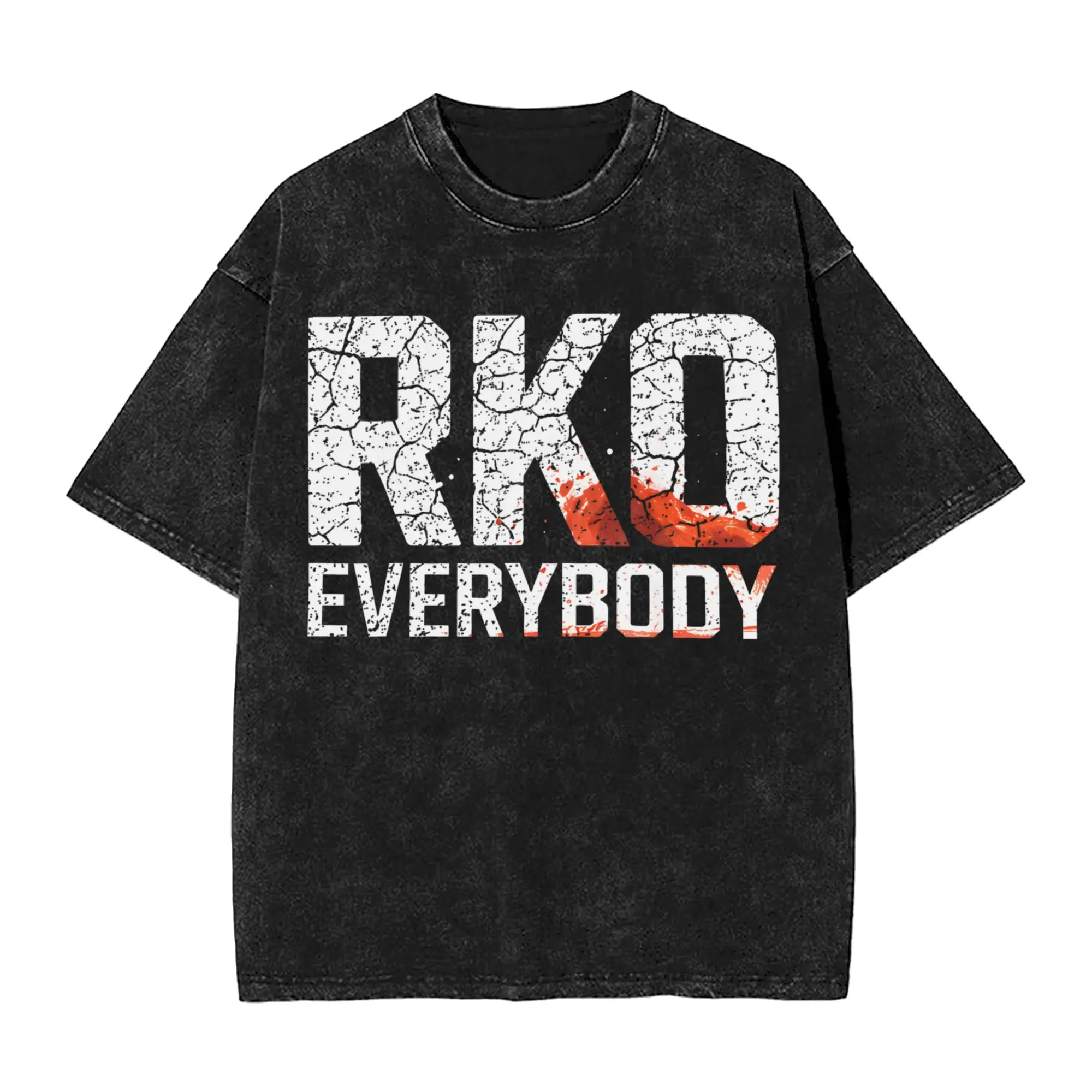 Casual Blood RKO Everybody Wrestling  Vintage Washed T Shirt Men Round Neck Short Sleeve Tops  Cotton Summer Top Tee