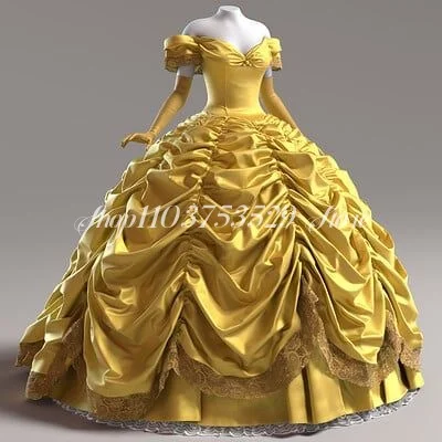 Yellow Fairytale Princess Evening Gowns Elegant One Shoulder Satin Pleated Lace Applique Poncho Dreamy Victorian Custom Prom