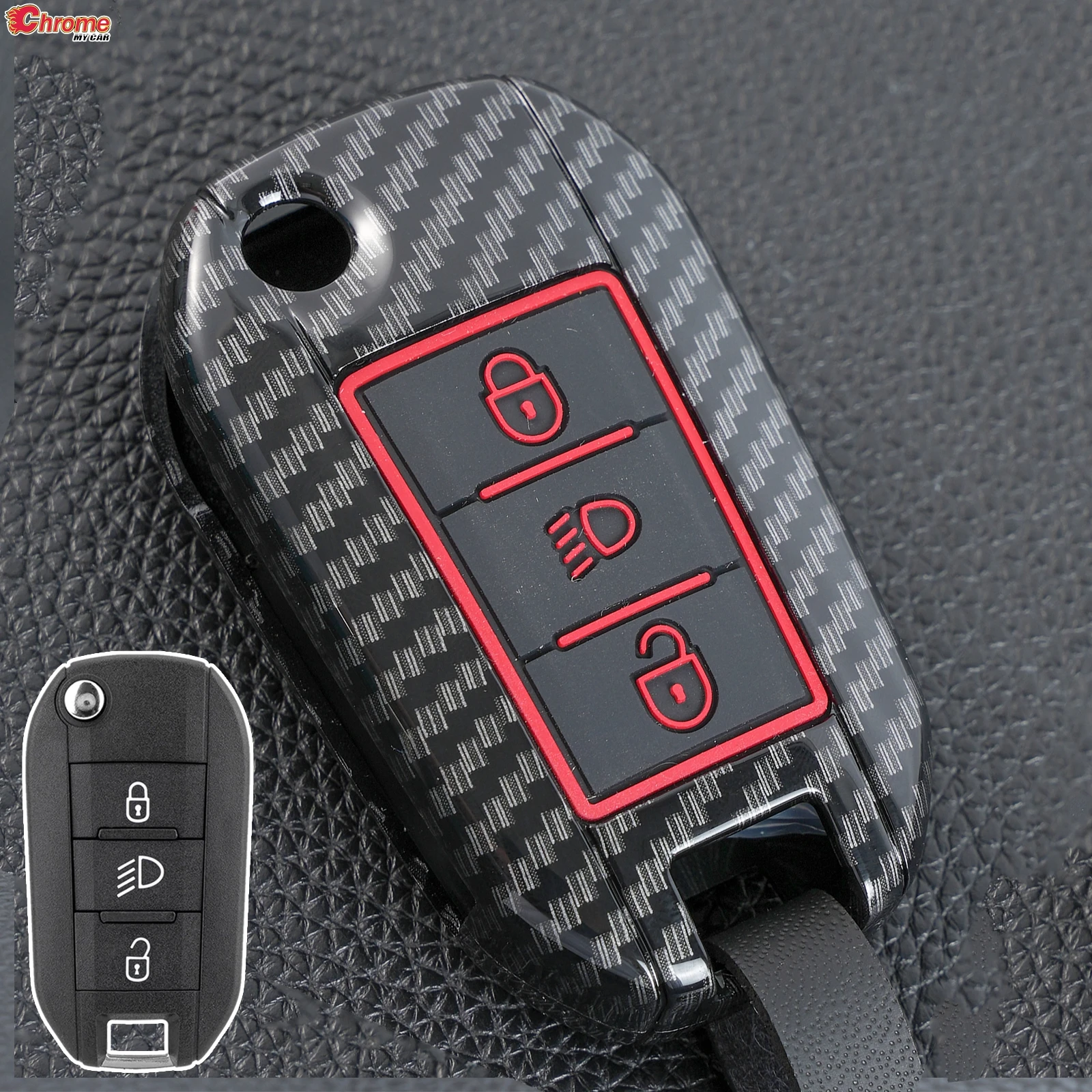 

Carbon Car Key Cover Case Shell Remote Smart Key Fob For Peugeot 208 2008 308 3008 508 408 307 4008 for Citroen C3 C4 C5 C6 C8