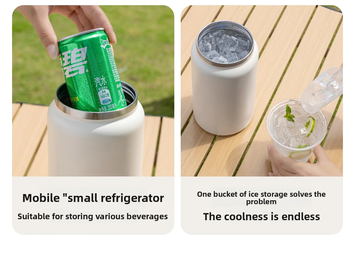1pc Simple Large-Capacity Ice Bucket Cup 1.2L/1.5L Outdoor Stainless Steel Kettle Wide Handle One Lid Dual-Use sports Thermos