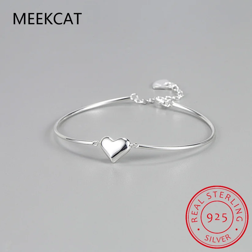 Luxury 925 Sterling Silver Fashion Romantic Heart Bend Bracelet For Women Wedding Valentine's Day Fine Jewelry DA2319