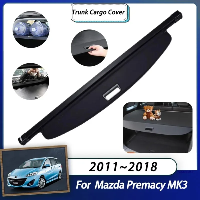 

Rear Cargo Cover For Mazda Premacy Mazda5 Nissan Lafesta CW MK3 2011~2018 Car Trunk Luggage Curtain Organizer Retractable Auto