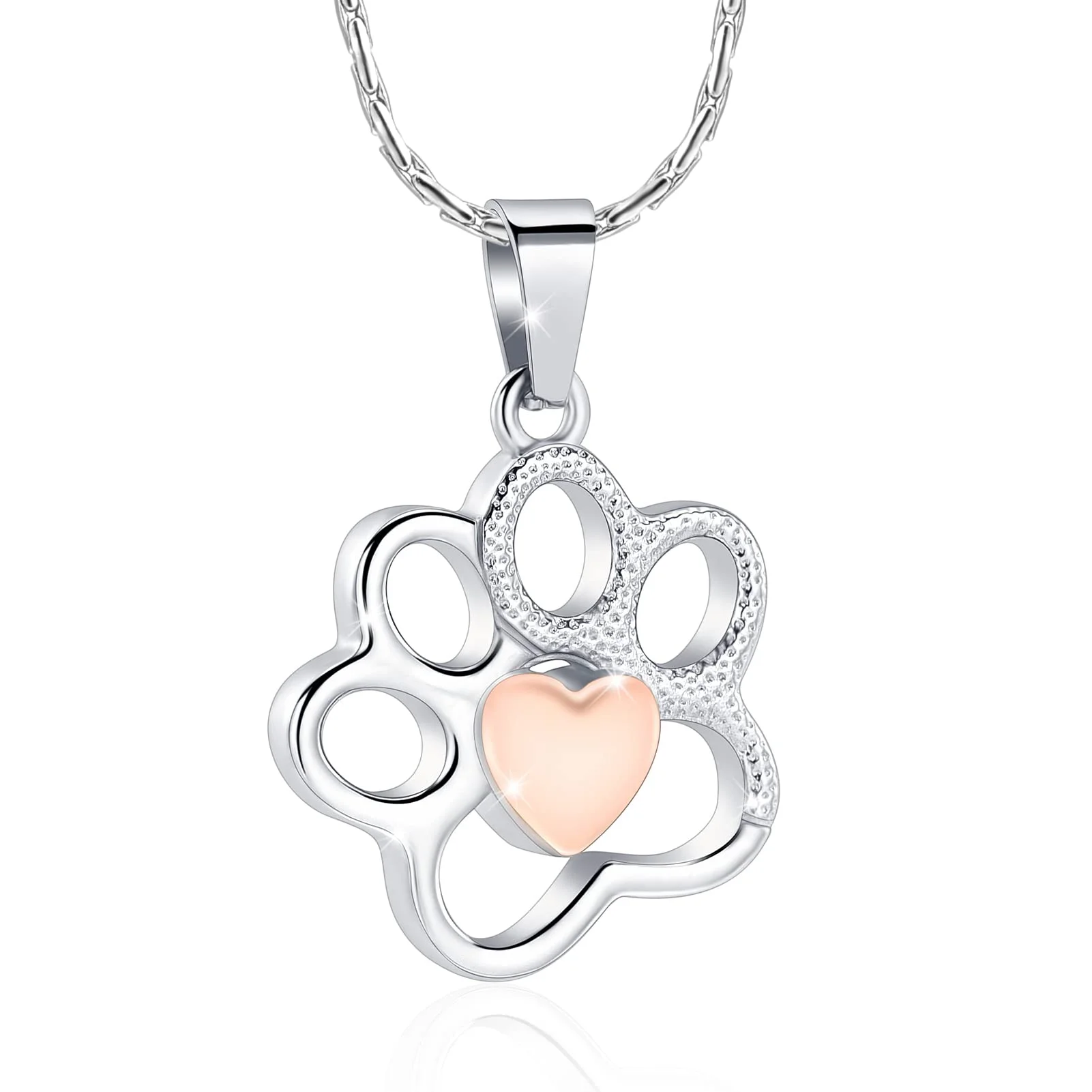 Pet Paw Urn Necklace for Ashes for Dog/Cat Cremation Jewelry for Ashes Holder Keepsake Memorial Jewelry