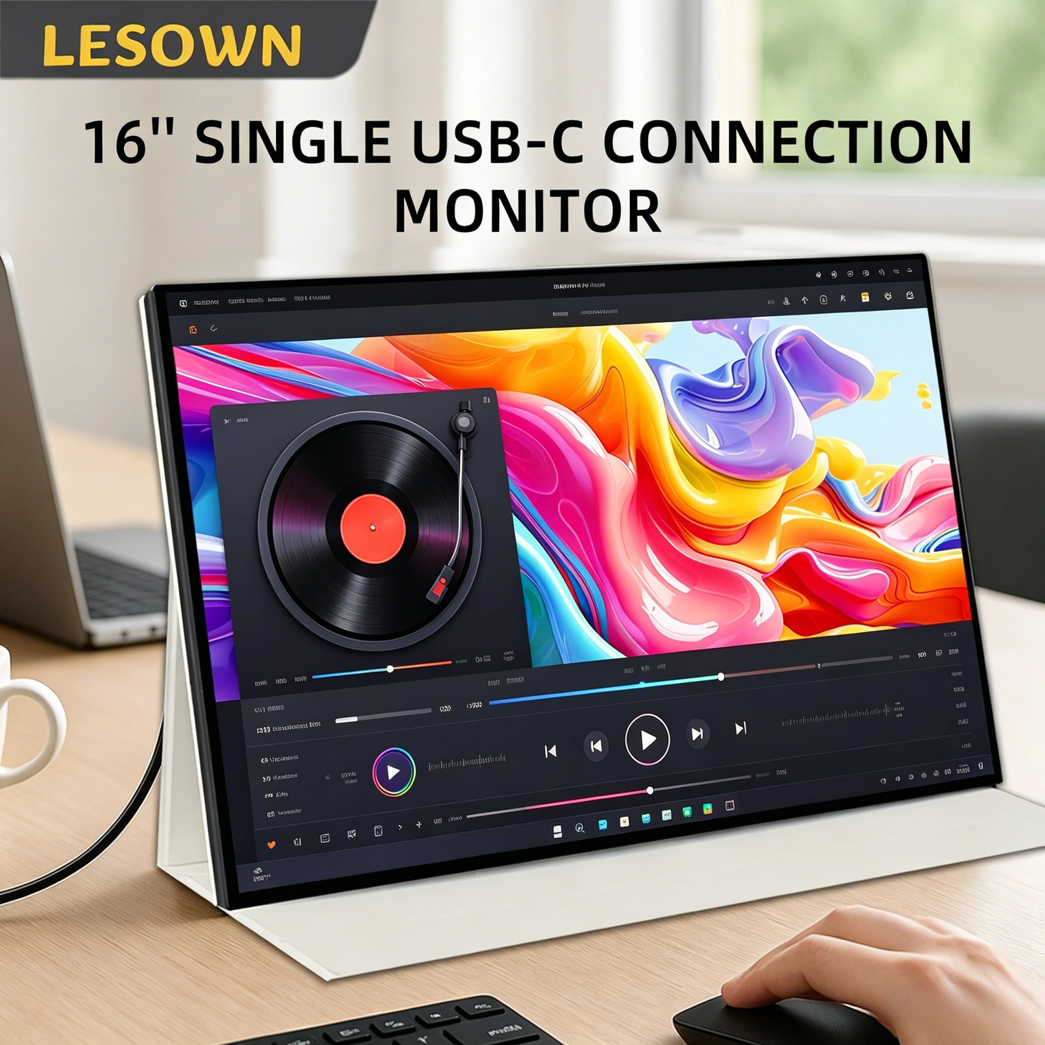 LESOWN High-Refresh 120Hz 16in Portable Touchscreen Aluminum Alloy External Monitor for Legion Go Gaming Console Type-C