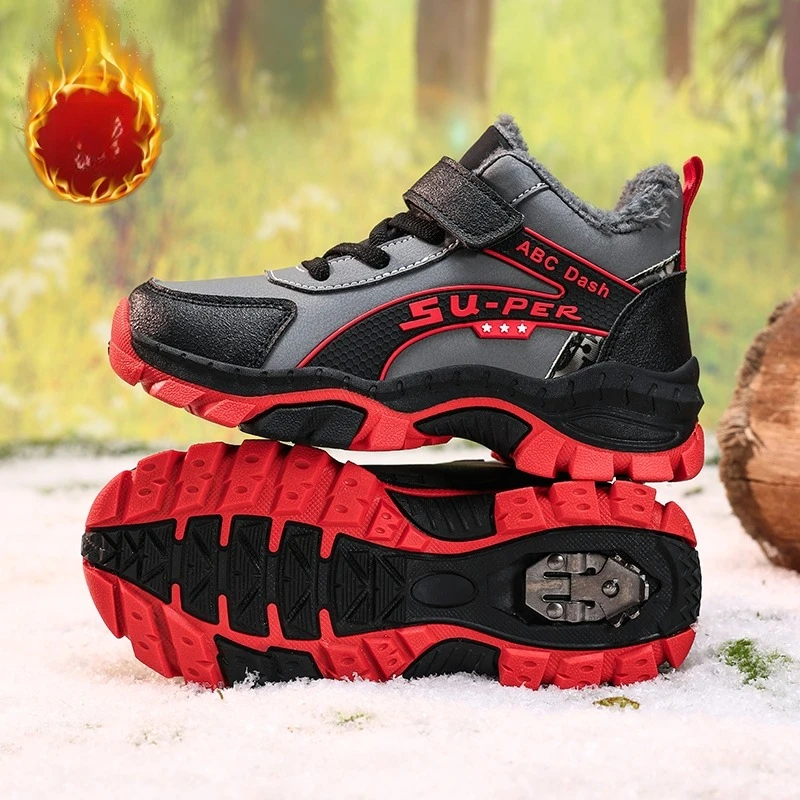 

Kids Sneakers Winter Cotton Hiking Shoes Non-Slip Outdoor Shoes Children Warm Mountaineering Trekking Climbing Sports Shoes Boys