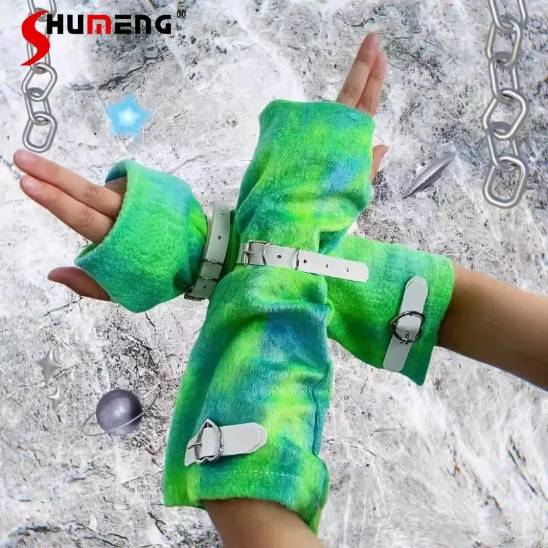 Sub-culture Wrist Accessories Japanese Harajuku Green Sleeves Wrist Jewelry Uniform Hot Girl Y2K Millennium Oversleeve For Women