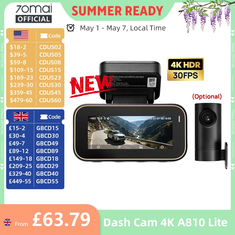 【New】70Mai Dash Cam…