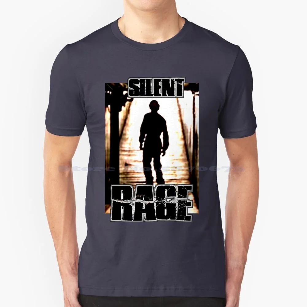 Silent Rage! T Shirt 100% Cotton Tee Silent Rage Chuck Norris Horror Terminator Creepy Scary