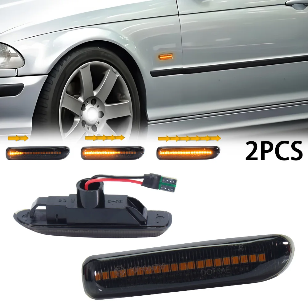 2PCS Amber LED Dynamic Side Marker Turn Signal Lights Canbus For BMW 3 Series E46 Sedan/Saloon 97-01 Coupe 99-03 Car Accessories