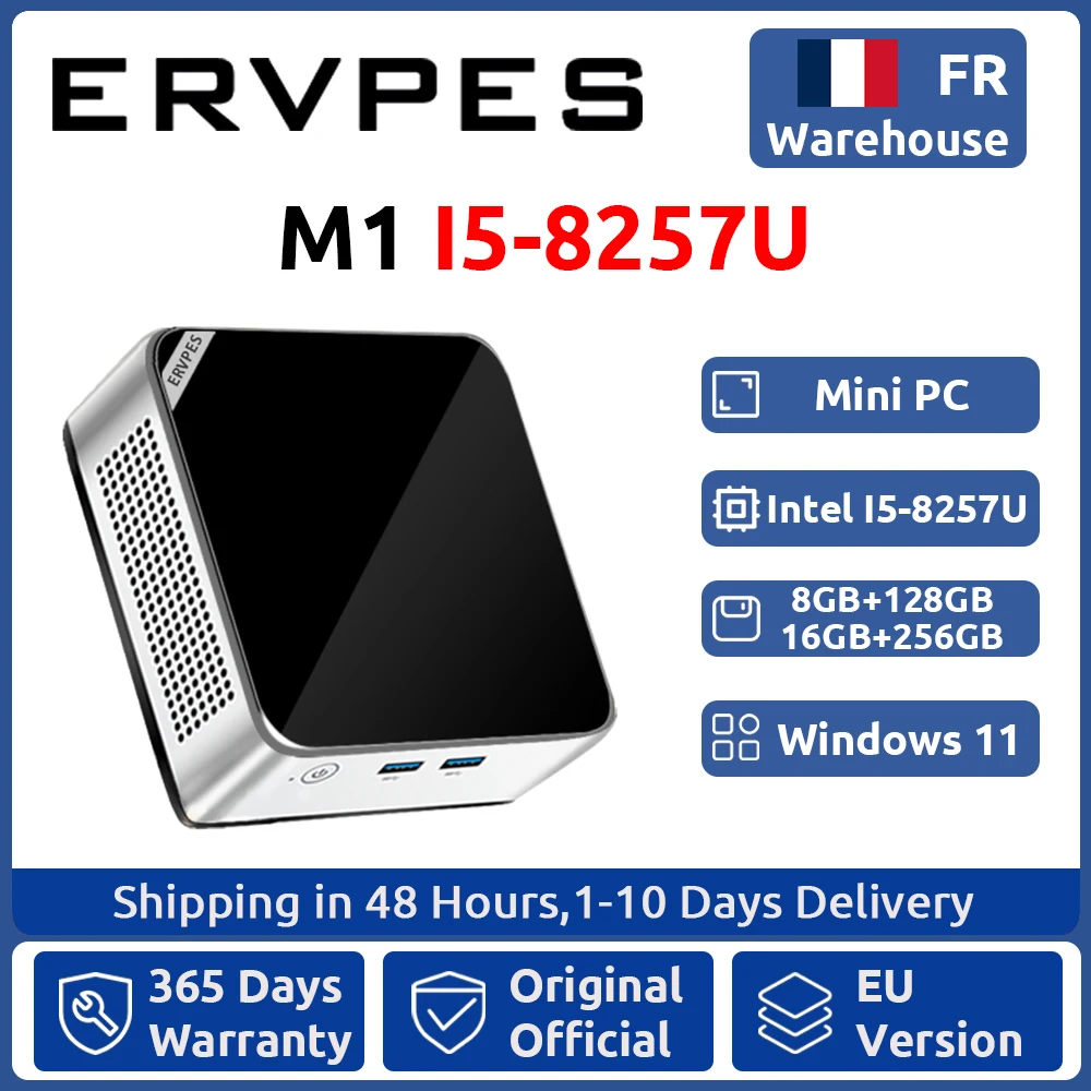 ERVPES M1 NEUER Mini-PC Intel I5-8257U Windows 11 Pro 4-Kern 8-Thread 8GB + 256GB / 16GB + 512GB WiFi 6 Mini-Computer PC