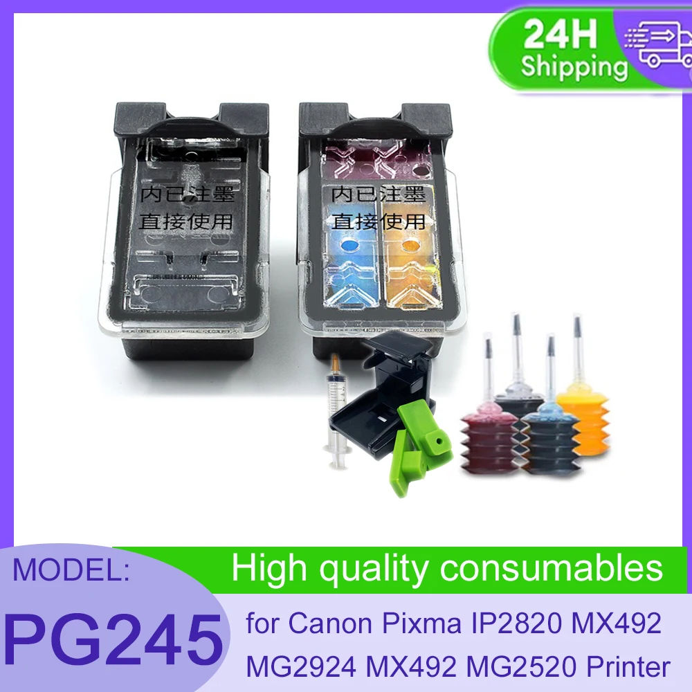 

vilaxh PG-245XL CL-246XL Ink Cartridge PG245 CL246 Replacement for Canon Pixma IP2820 MX492 MG2924 MX492 MG2520 Printer