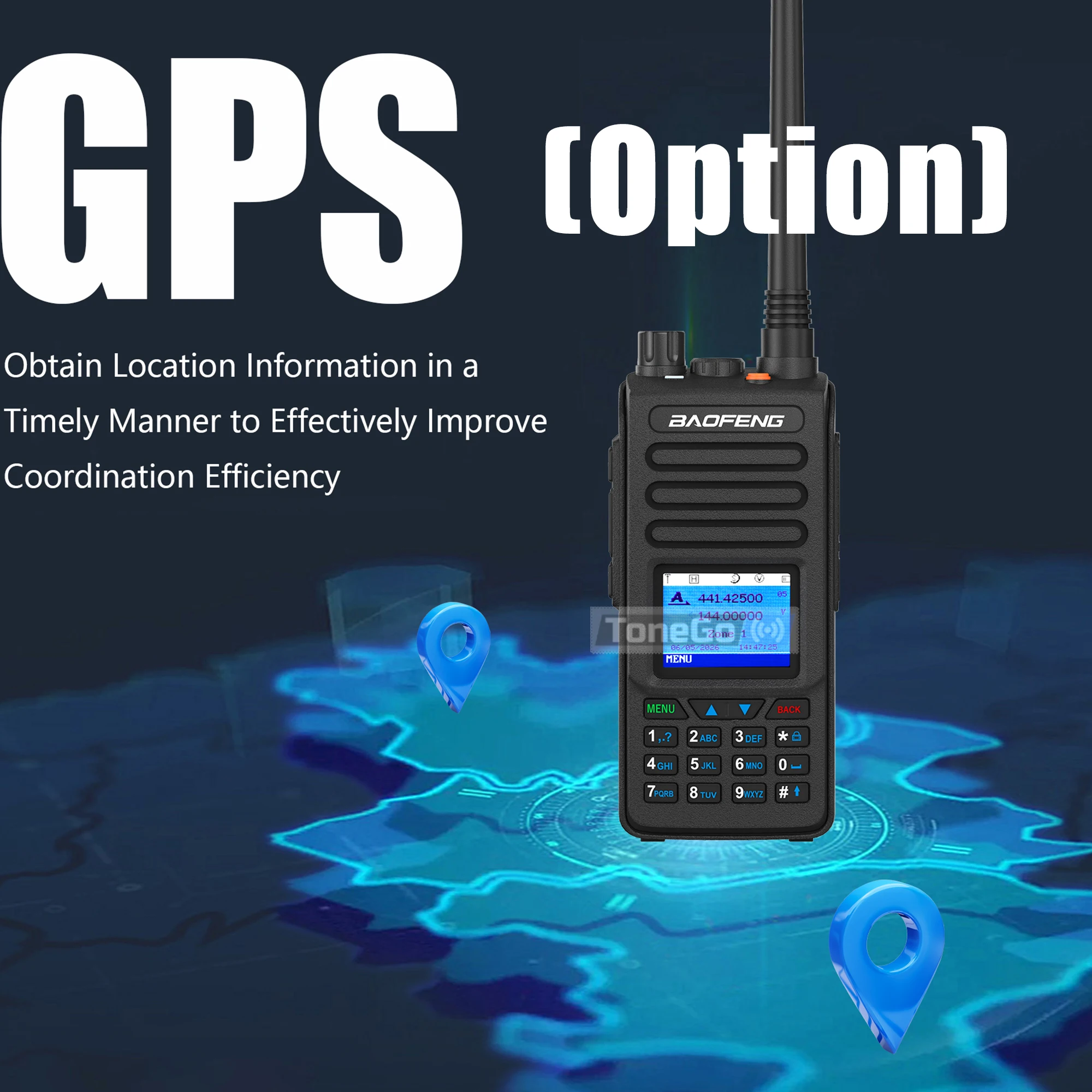 DM-1702 Baofeng DMR Walkie Talkie AES256 Encryption GPS(Option) Dual Mode Analog Tier1 & 2 UHF VHF 1024CH SMS Ham Two Way Radio