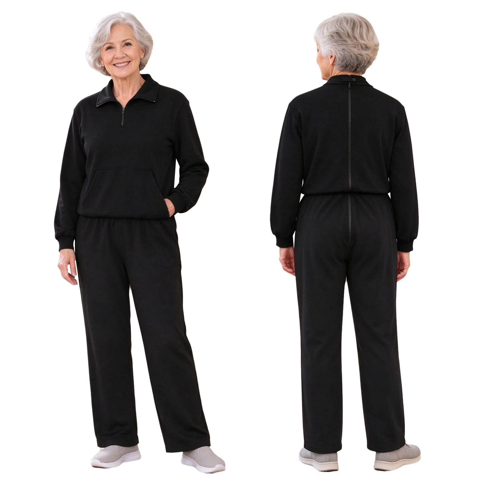 Adult Elderly Anti-strip Jumpsuit Alzheimer Special Needs Adaptive Clothing Long Sleeve Back Zipper Bodysuit