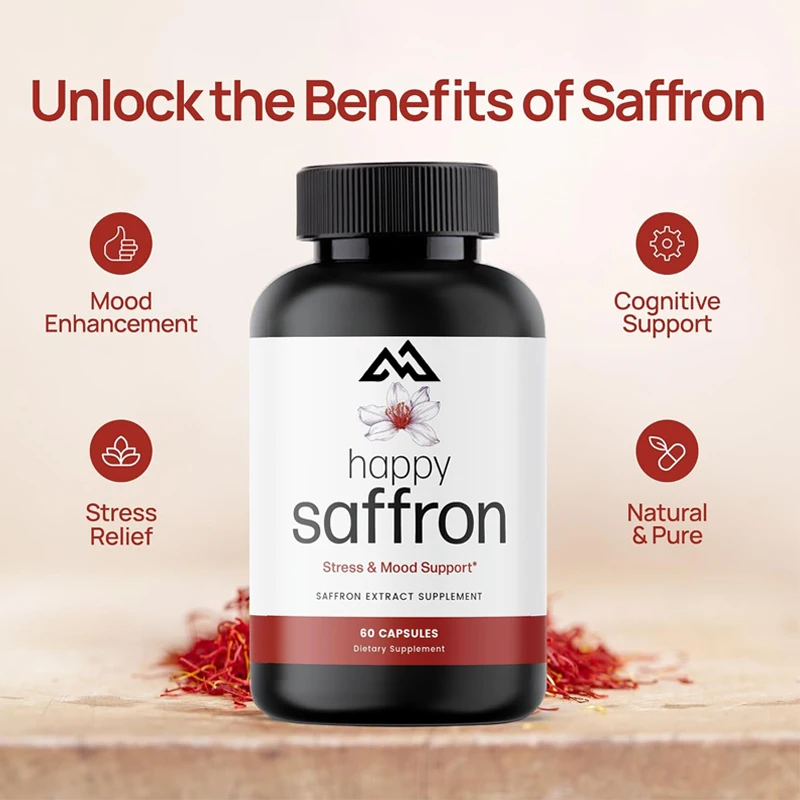 100% pure saffron extract supplement -60 saffron capsules promote healthy digestion and help alleviate indigestion