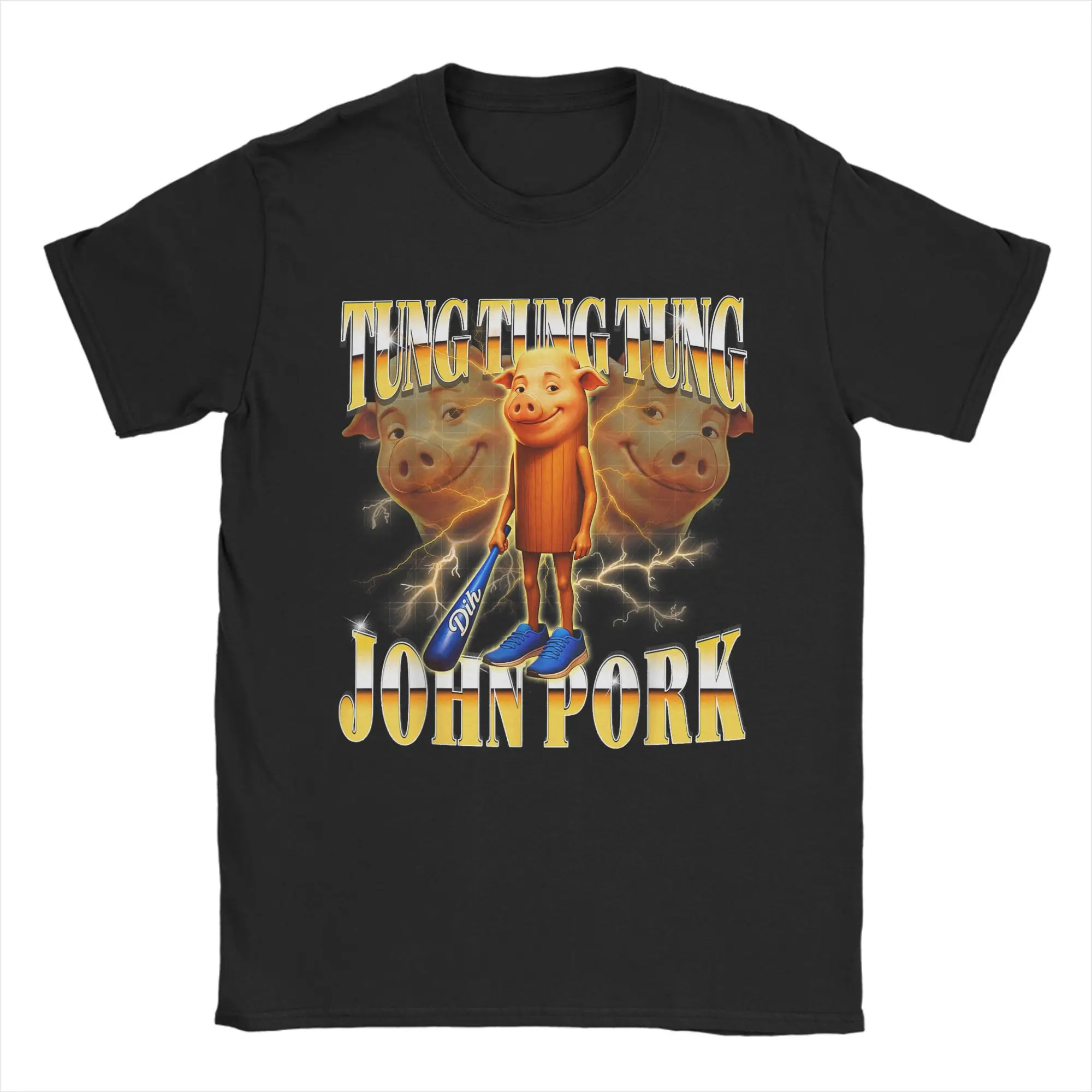 Tung Tung Tung John Pork is Calling T-Shirt for Men  Funny Cotton Tees O Neck Short Sleeve T Shirt Adult Tops