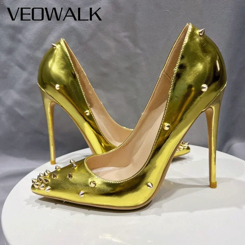 

Veowalk/женские пикантные туфли-лодочки на высоком каблуке с острым носком, женские туфли-лодочки на шпильке для свадебной вечеринки, 12 см, 10 см, 8 см, большие размеры 46