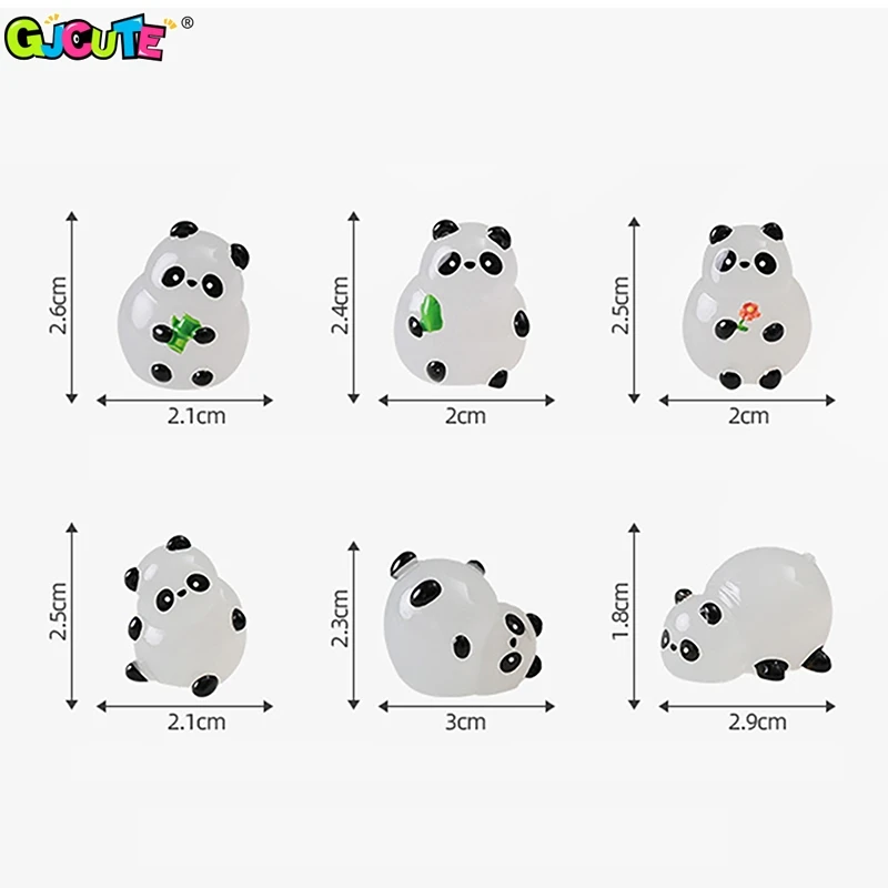 Мини-фигурки панды, 1 шт., миниатюрные панды, микро-Ландшафтные украшения, светящиеся в темноте, аксессуары для украшения автомобиля