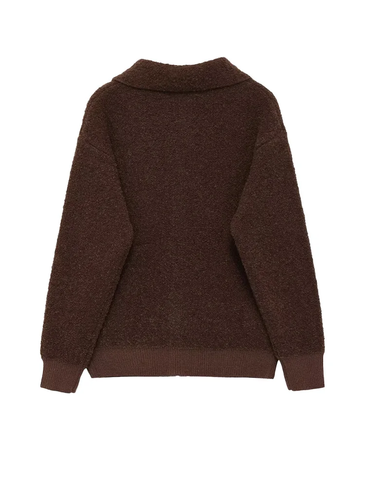 HH Woman Turn-down Collar Zipper Pilot Jacket Solid Zipper Woman Autumn Fashion Pockets Long-Sleeve Street Style Resilience Coat