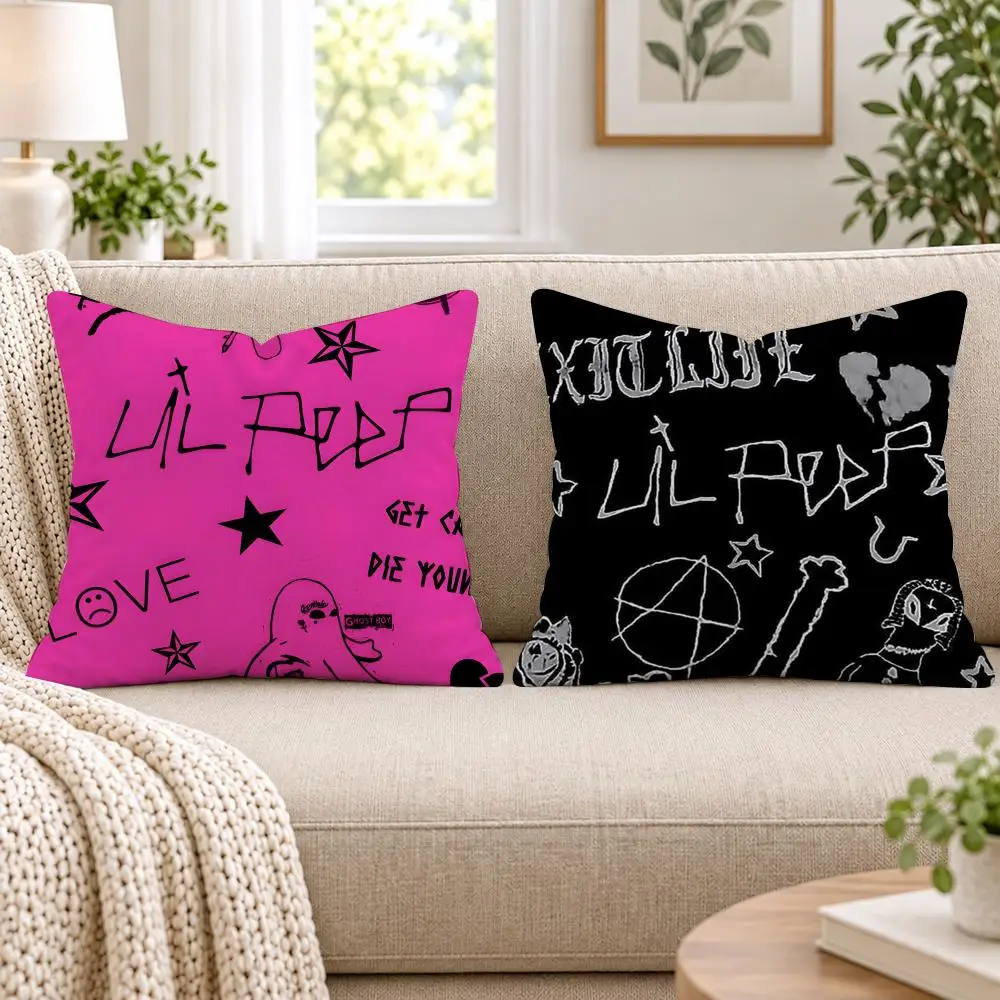 L-Lil Peep H-Hell Boy Cushion Cover Short Plush Double-Sided Printing Sofa Bedroom Pillow Case Aesthetic Home Decor