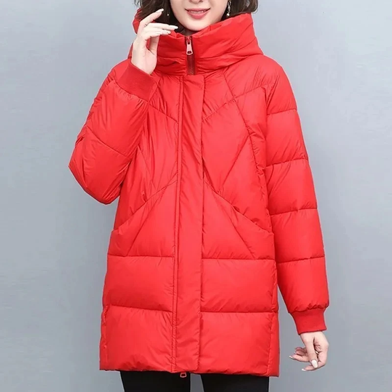 Down Cotton-Padded Jacket Women's Overcoat Winter 2025 New Thick Warm Parker Coat Fashion Loose Hooded Medium Long Cotton Jacket