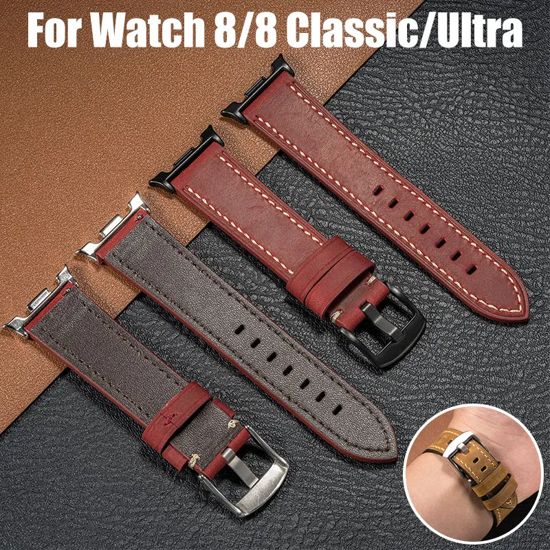 Correa de reloj de cuero para Samsung Galaxy Watch 8 40/44mm/8 pulsera clásica de 46mm correa de repuesto para reloj 7Ultra/Ultra 2025