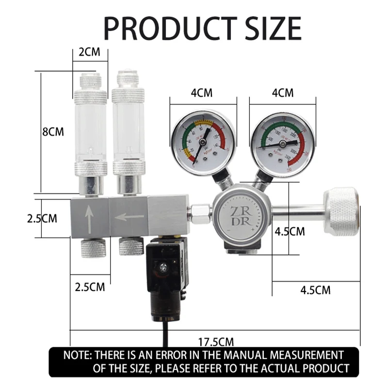 Aquarium CO2 regulator CO2 pressure reducing valve bubble meter solenoid valve CO2 control bipolar pressure regulating 100-240V